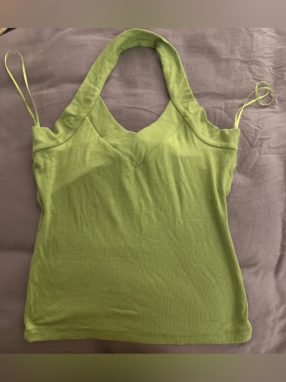 NWOT Halter Ribbed Tank Top in Lime Green-M